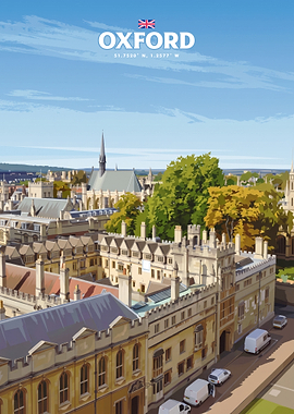 Oxford Cityscape Travel Poster