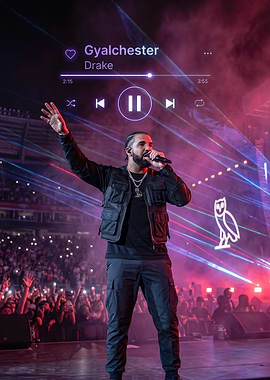 Drake Performing Live Concert Poster