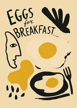 Eggs for Breakfast Abstract Art Print