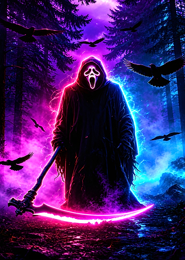 Neon Ghostface Reaper with Scythe