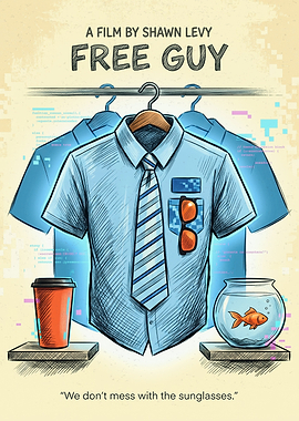 Free Guy Movie Action Comedy Vintage Wall Art