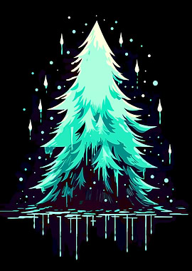 Glowing Melting Pine Tree Illustration