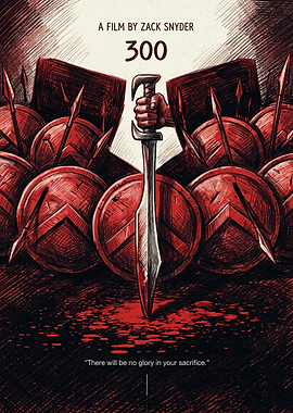 300 Movie Epic Action Spartan Shields Retro Art