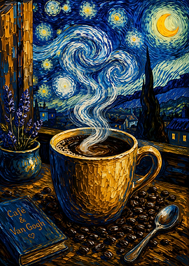 Starry Night Coffee Art