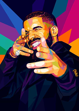 Colorful Geometric Portrait of Drake