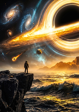 Astronaut Watching Cosmic Black Hole Event