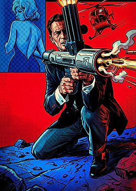 Retro Comic Book Action Scene
