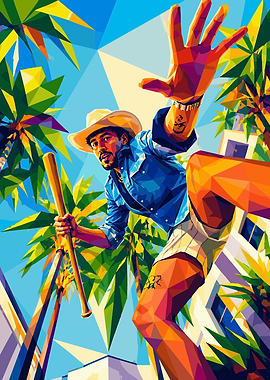 Bad Bunny Low Poly Cowboy Baseball Player