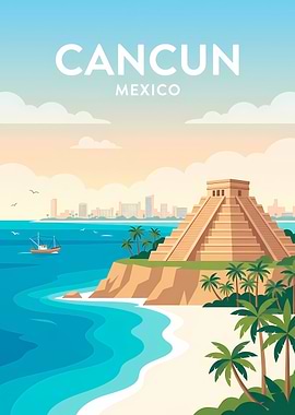 Cancun Mexico Travel Poster