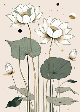 Elegant Minimalist Lotus Flower Illustration