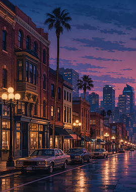 Vintage City Street at Twilight