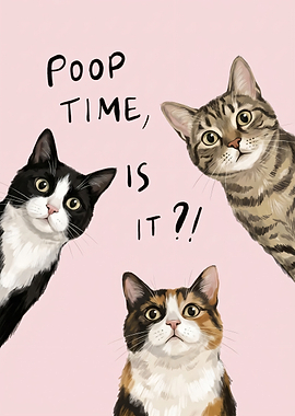 Funny Cats Poop Time Poster