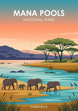 Mana Pools National Park Travel Poster