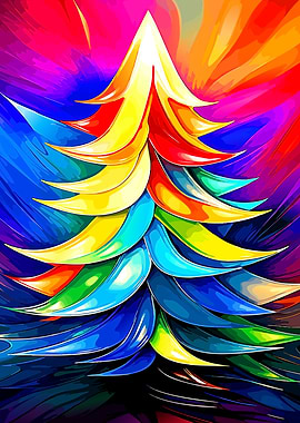 Vibrant Abstract Rainbow Christmas Tree