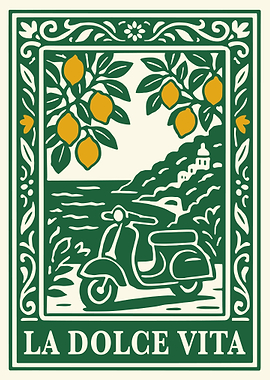 La Dolce Vita Italian Scooter Poster
