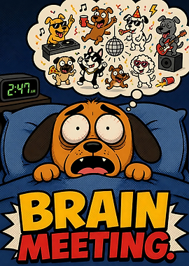 Brain Meeting Funny Dog Illustration