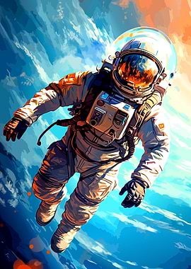 Astronaut Floating in Deep Space