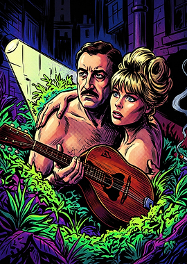 Noir Style Illustration of Couple