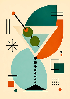Mid-Century Modern Martini Art