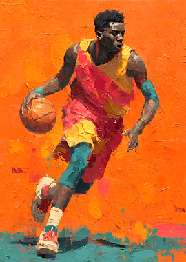 Impressionist Basketball Player Dribbling