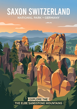 Saxon Switzerland National Park Travel Poster