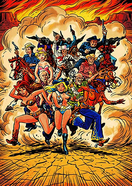 Action-Packed Western Comic Book Cover
