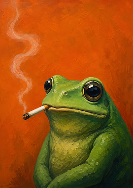Smoking Frog Oil Painting