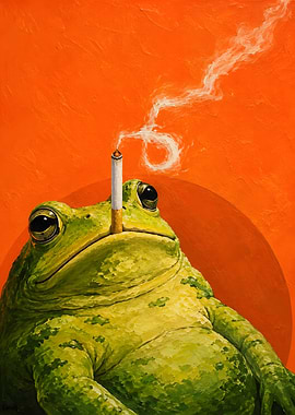 Smoking Frog Oil Painting