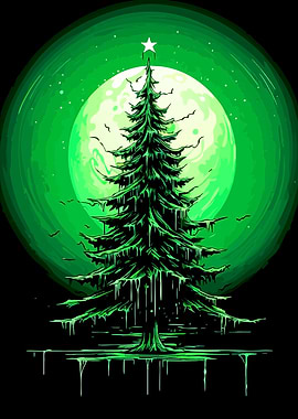 Eerie Green Glowing Christmas Tree