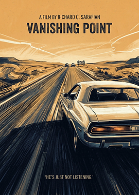 Vanishing Point Movie Action Vintage Poster