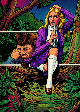Vintage Comic Style Couple Illustration