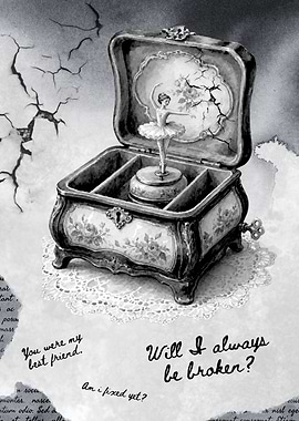 Broken Ballerina Music Box Illustration