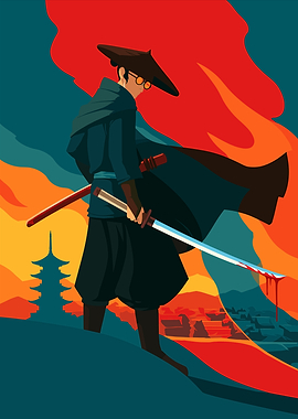 Samurai Warrior with Bloody Katana