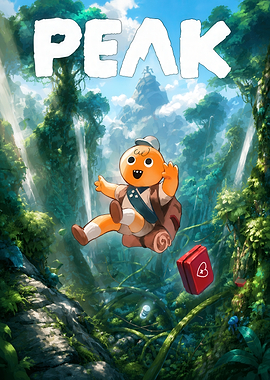 Peak Adventure Cartoon Poster