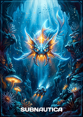Subnautica Underwater Creature Encounter Poster