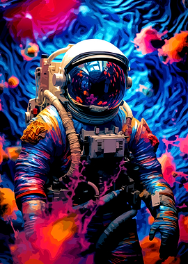 Psychedelic Astronaut in Vibrant Space