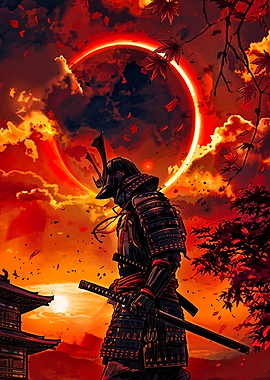 Samurai Under a Fiery Eclipse
