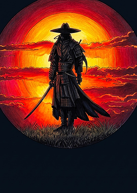 Samurai Silhouette at Sunset