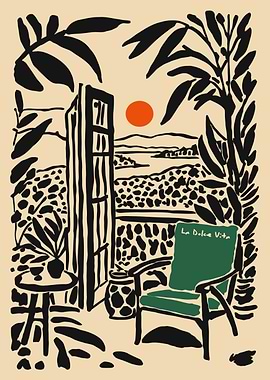 La Dolce Vita Mediterranean Terrace Illustration