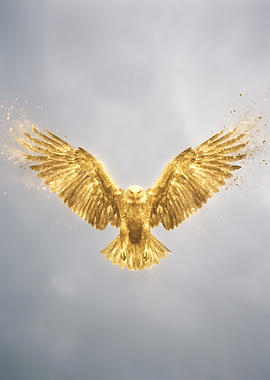 Golden Eagle Soaring in Sky