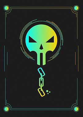 Neon Skull & Broken Chain - Cyberpunk Art