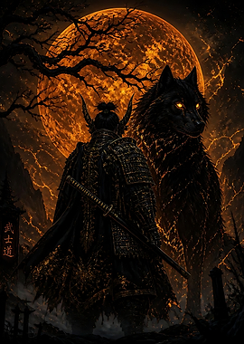 Samurai and Spirit Wolf