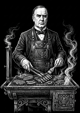 William McKinley Barbecue Master Illustration