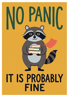 No Panic Raccoon Poster