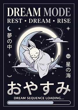 Dream Mode Sleeping Bunny Poster