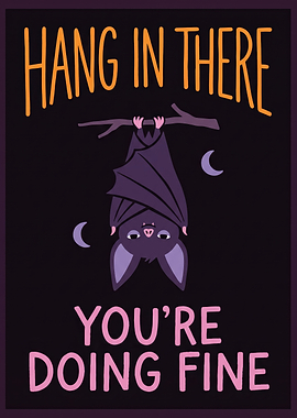 Cute Bat Hang In There Poster