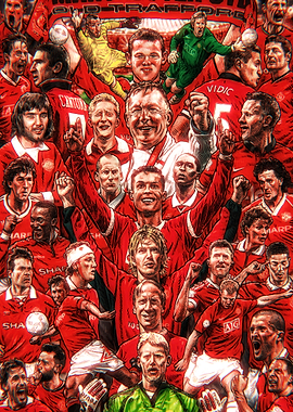 Manchester United Legends Collage Poster