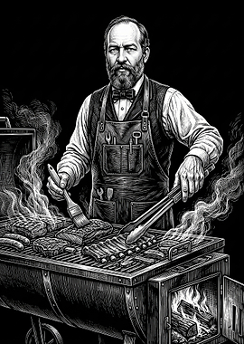 James A. Garfield Pitmaster Grilling Meat