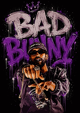Bad Bunny Graffiti Style Portrait
