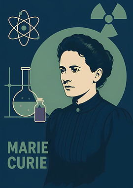 Marie Curie Scientific Portrait Poster